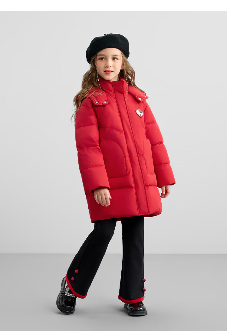 DISNEY Children's Clothing, Girls' Five-Proof Antibacterial Anti-Static Mid-Length down Jacket, Winter 2024, DB441KE33, Purple, Size 120 37