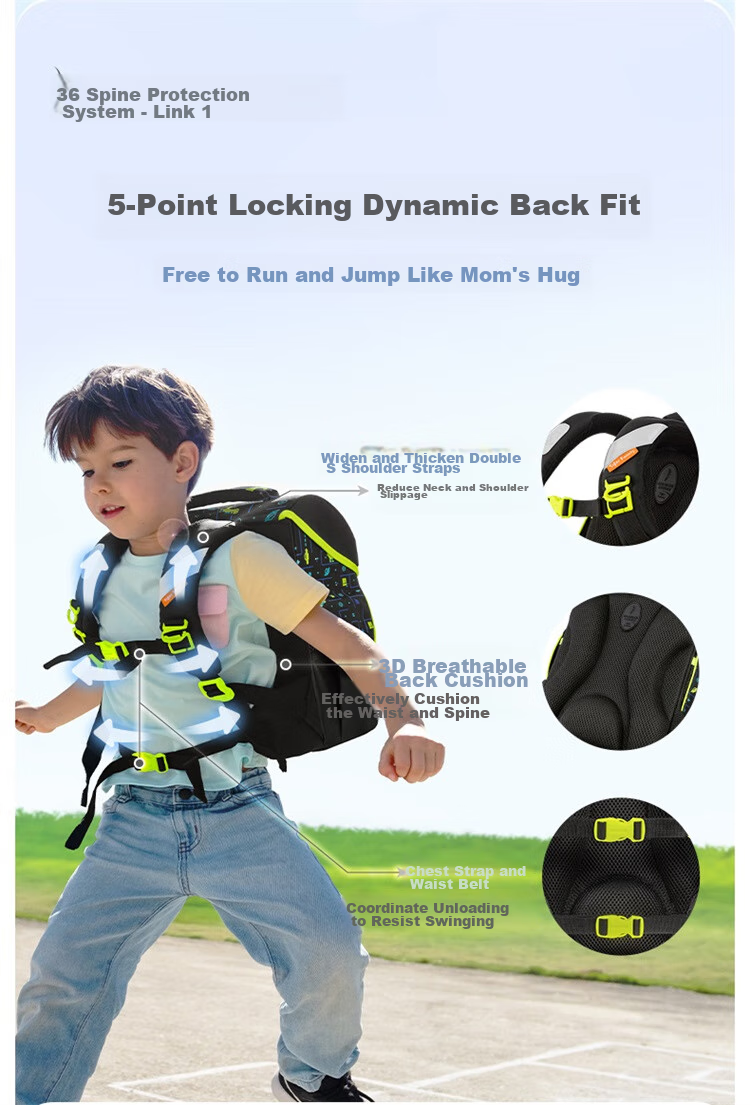 TigerFamily Primary School Backpack for Grades 1-3, Spine Protection And Load Reduction Children's Backpack, Double Shoulder Bag 8
