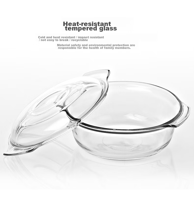 GLASSLOCK Imported Tempered Glass Bowl with Lid, Microwave-Safe Large Salad Bowl, Transparent Double-Handled Soup Bowl Tableware 1030ml 7