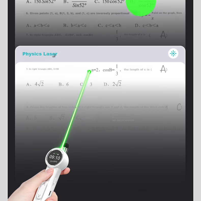 ASiNG A32 Retractable Teaching Pointer, Page-Turning Pen for Teachers, Multifunctional PPT Remote Control Pen, Laser Time Display, Magnification, Focusing, Writing, Line Drawing, Countdown, Extendable Teaching Pointer, 32GB 15