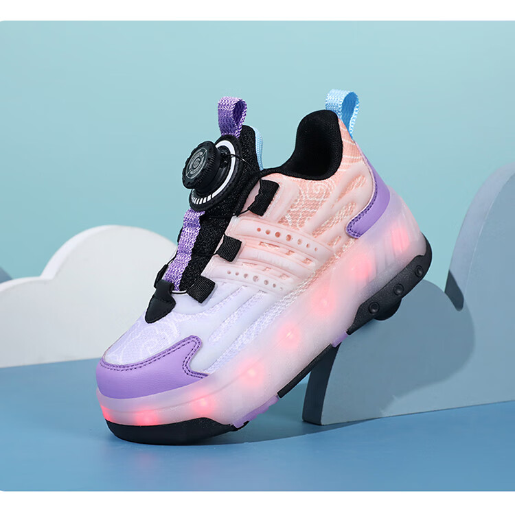 BKG Running Shoes for Girls, Four-Wheel Sports Shoes for Children, Student And Youth Skating Shoes ZYQ23825-B7 Lan Yue 36 17