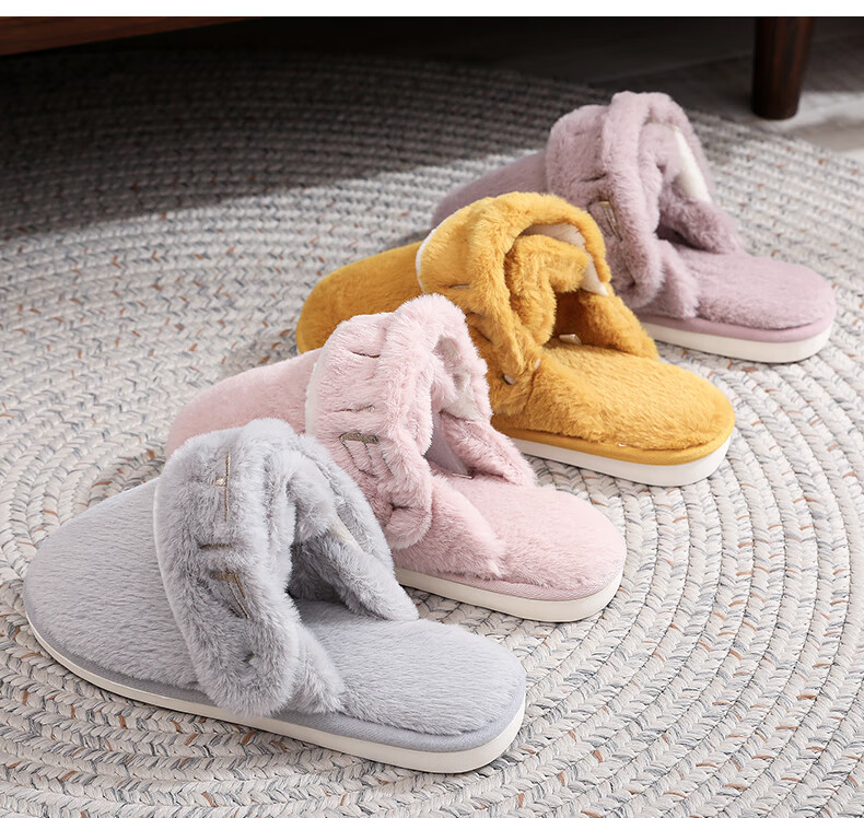 GUOLUOFEI Couple's Cotton Slippers, All-Season Autumn Home Plush Fleece-Lined Warm Soft-Soled Cotton Shoes for Men And Women, Iron Gray, Size 43-44 13
