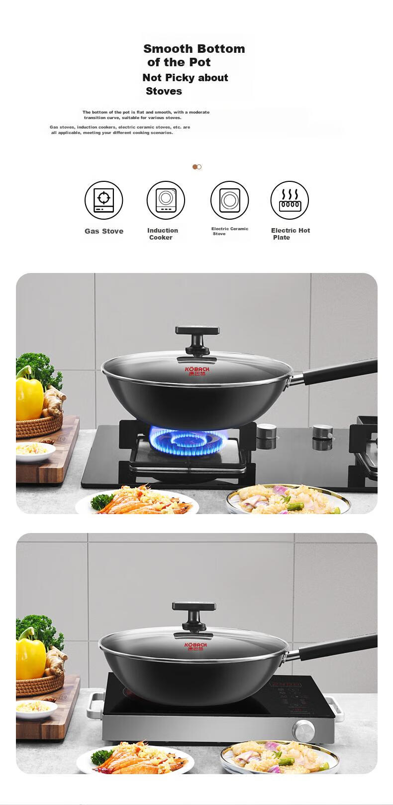 KOBACH Iron Wok without Coating, Low-Smoke Cooking Pan for Home Use, 32cm Jianjiu Series, Compatible with Induction And Gas Stoves 10