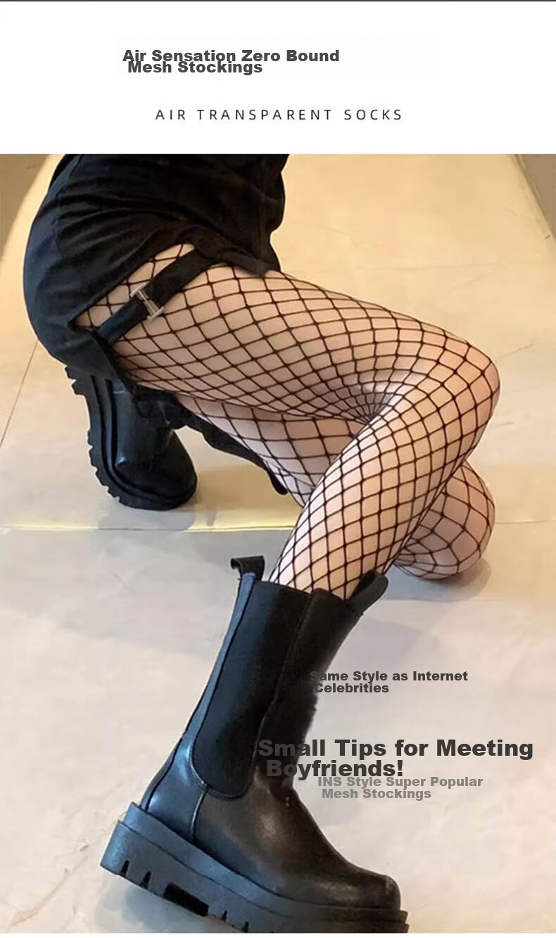 LangSha Black Silk Fishnet Stockings, Spring And Summer Black Silk Stockings for Women, Ultra-Thin Summer Ins Trendy Hollow-Out Tights, Small Mesh Pantyhose 2