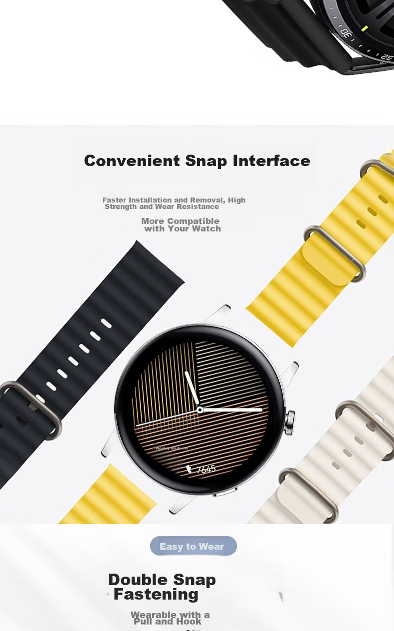 ESCASE Huawei Watch Strap for Watch3/3Pro/GT4/4Pro/GT3/3Pro/GT2/Runner/Buds Smart Sports Silicone Ocean Version, 46mm Black 4