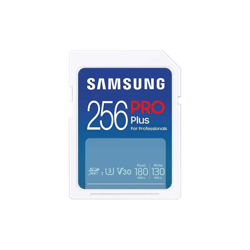 SAMSUNG 256GB SD Memory Card, High-Speed PRO Blue Card, U3 SD Camera Memory Card for Mirrorless/DSLR Cameras, Supports 4K Video, Read Speed 180MB/s, Write Speed 130MB/s