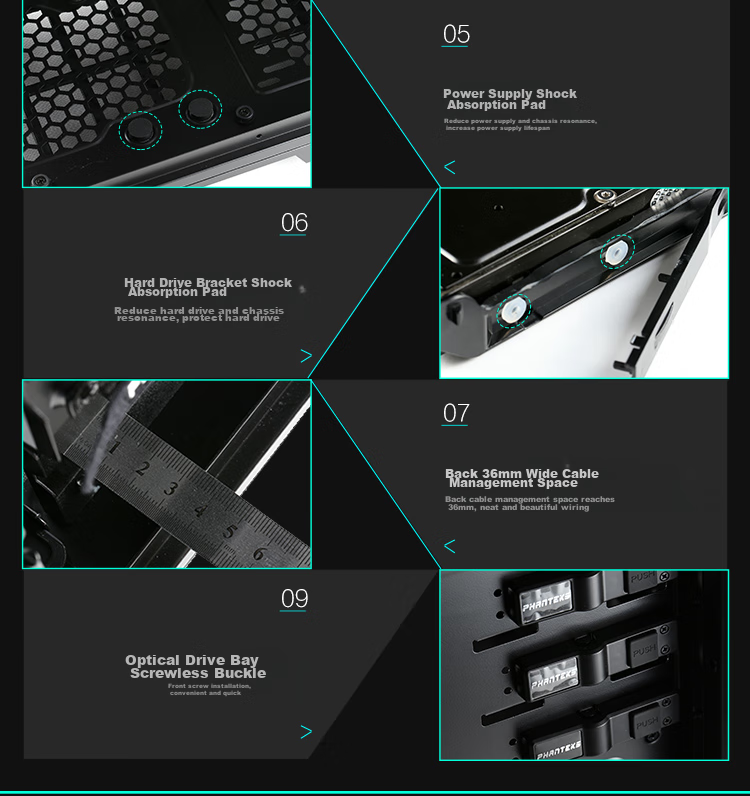 PHANTEKS 614PC Full Tower Desktop Server E-ATX Computer Case (Supporting SSI-EEB Motherboard/5090 Graphics Card/8x PCI Slots/NAS Multi-Hard Drive Bays) 18