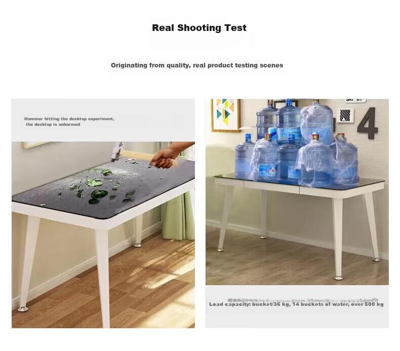 Fanshe Tempered Glass Computer Desk, Glass Desktop Workstation, Thickened Nordic Minimalist Office Desk 16
