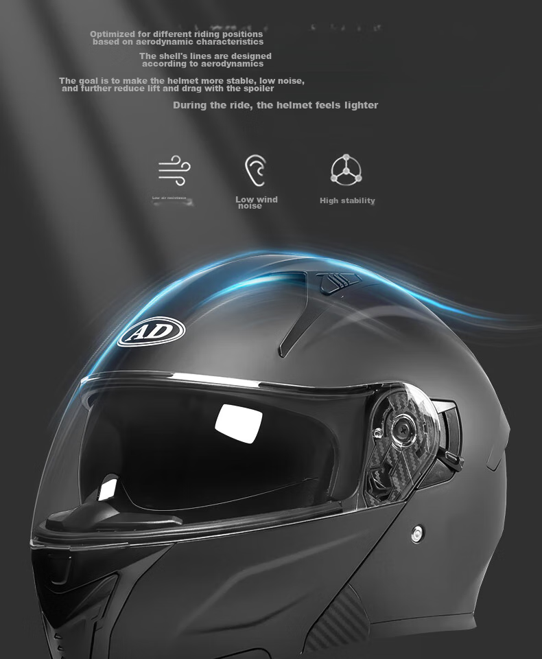 AD Motorcycle Flip-Up Helmet, 3C Certified, Unisex All-Season Flip-Up Helmet, Class A Winter Anti-Fog Motorcycle Full Helmet, Summer Electric Scooter Safety Helmet, K9 White 10
