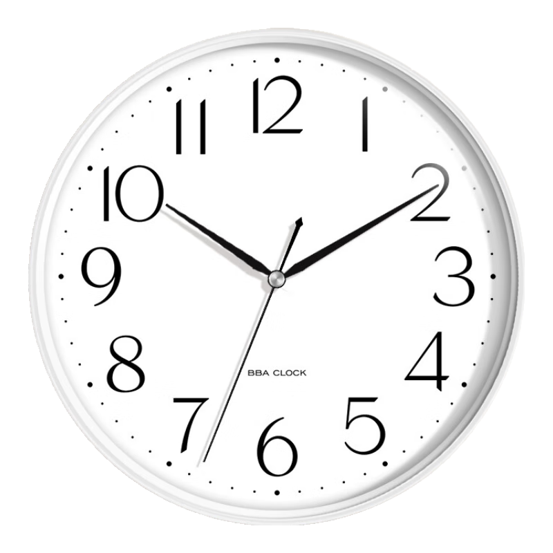 BBA Wall Clock, Home Living Room Electronic Clock, Wall-Mounted 2026 Model Quartz Watch, 30cm White Frame