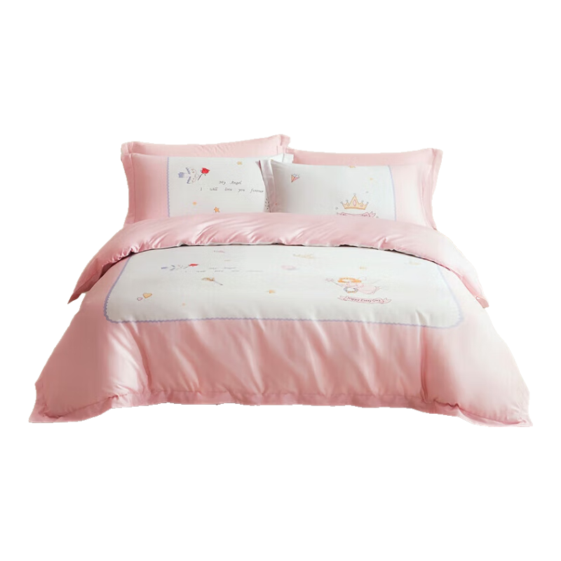 Luolaikids Three-Piece Set, Maternal And Infant Class A 60-Count Pure Cotton Dormitory Single Bed Sheet, Cotton Duvet Cover Pillowcase, 150*215