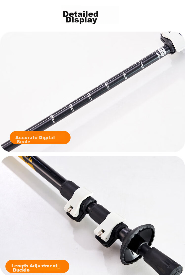 Suncojia Outdoor Hiking Pole, Telescopic Aluminum Alloy Walking Stick, Non-Folding Ultra-Light Climbing Trekking Pole, Self-Defense Cane 8