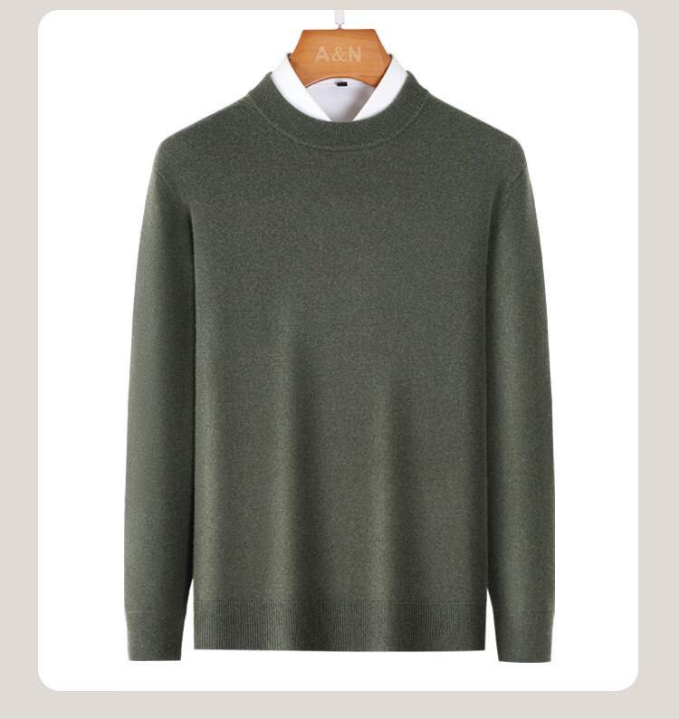 Antonio [10.2% Cashmere + 89.8% Wool] Premium Red Wool Sweater Solid Color Versatile Base Layer Knitwear 3