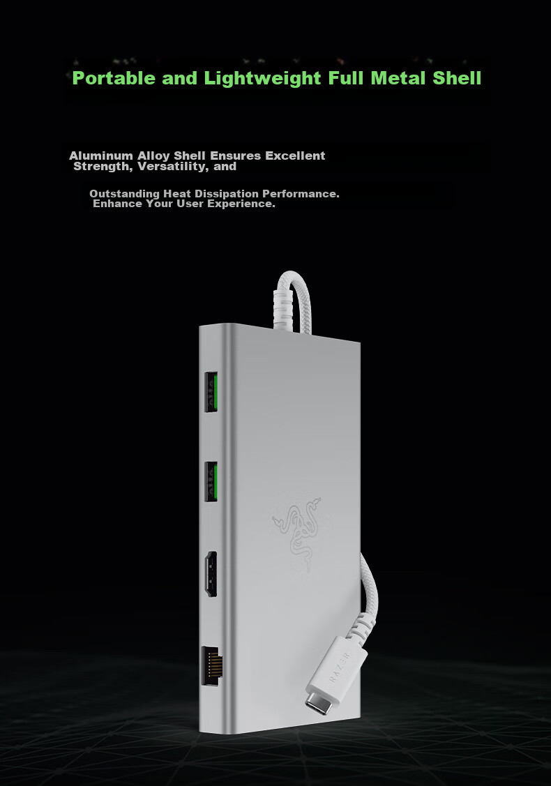 Razer USB-C Hub Adapter, Compatible with Mac, IPad, Laptops, HDMI Port, Black 8