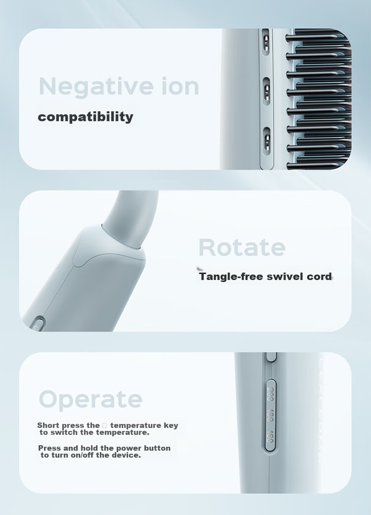 Lena Ionic Straightening Brush, Volumizing Brush with Inner Teeth, Mini Portable Bangs Curling Iron, Hair-Friendly Travel Straightener for Short Hair, Gift LN-F7 23
