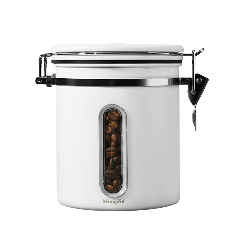 Mongdio Coffee Bean Storage Canister, Newly Upgraded with Transparent Valve, One-Way Air Release Valve, 304 Stainless Steel Coffee Container