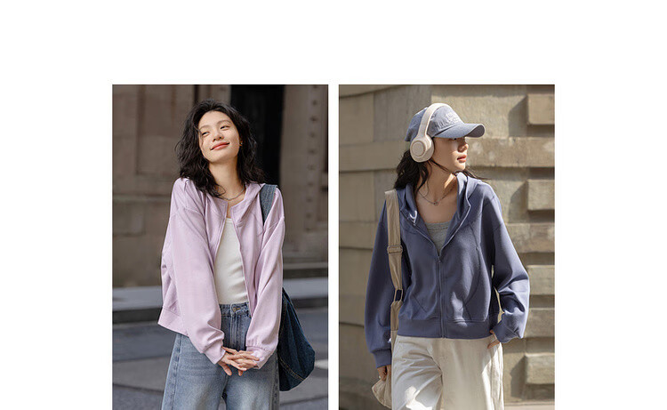 Dme [Low-Saturation Outfit] Spring Simple Style, Pressed Line Design, Casual Hooded Loose-Fitting, Slimming, Comfortable Women's Jacket 4