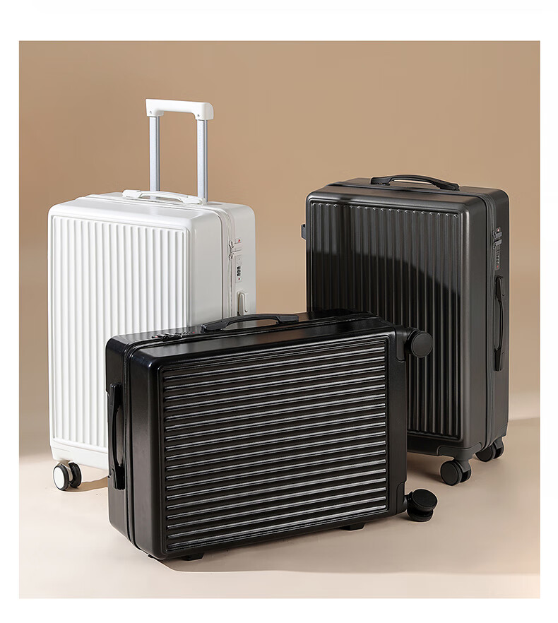 Huahuagongzi Durable Large-Capacity Suitcase for Men And Women with Password Lock, High School Student Trolley Case, White, 20 Inches [Airline Approved] 2