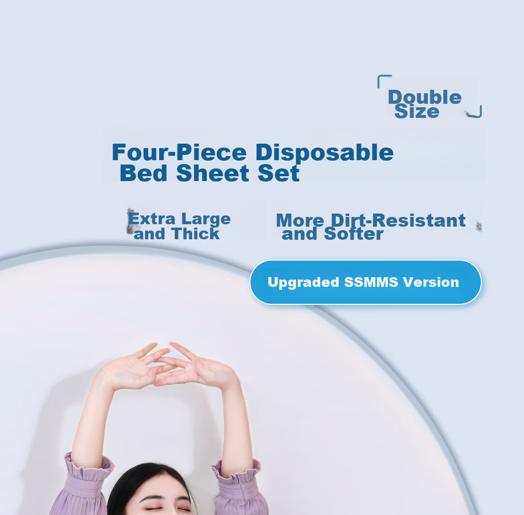 Deli Disposable Bedding Set, Includes Bed Sheet, Duvet Cover, Pillowcases, Thickened Bedding, Travel Essential, Portable, for Hotel Use, Suitable for Two People 1