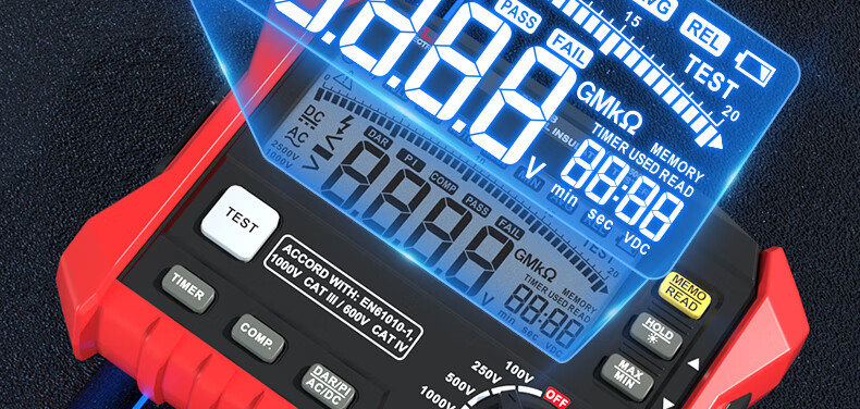DELIXI ELECTRIC Digital Insulation Resistance Tester, Digital Megohmmeter, Electrical Insulation Meter, 703B 13