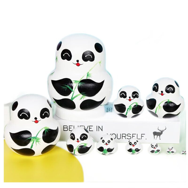 Huashimeng Russian Nesting Dolls, Children's Bear And Penguin Dolls, Wooden Toy, 10 Layers, Handmade, Painted Patterns, Educational And Early Learning