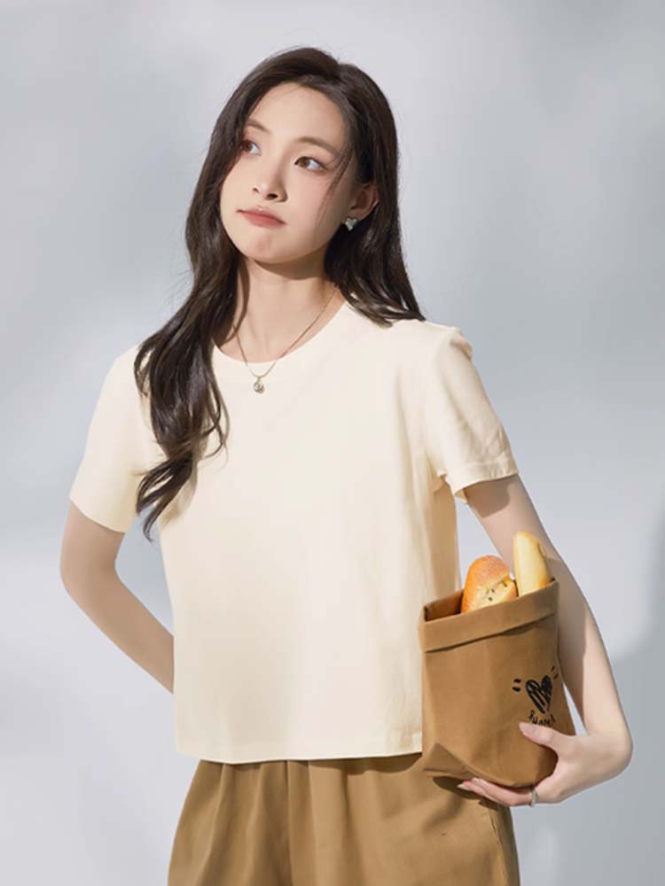 Baleno 100% Pure Cotton Short-Sleeve T-Shirt for Women, Loose-Fitting Short Style, Petite Casual Versatile Half-Sleeve Top for Summer 2026 5