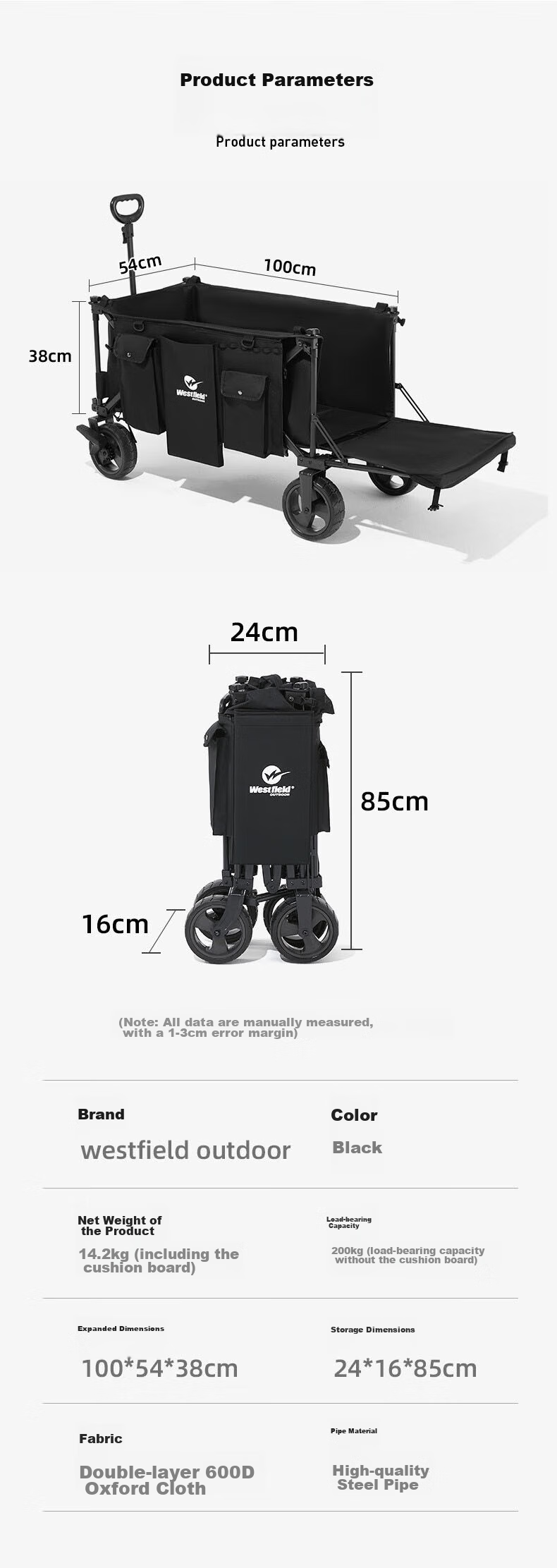 Westfieldoutdoor, My Flying Night Chapter Folding Camping Cart, Outdoor Foldable Campsite Cart, Stroller for Kids, Grocery Shopping Trolley, Pet Cart, Picnic And Camping Cart 11