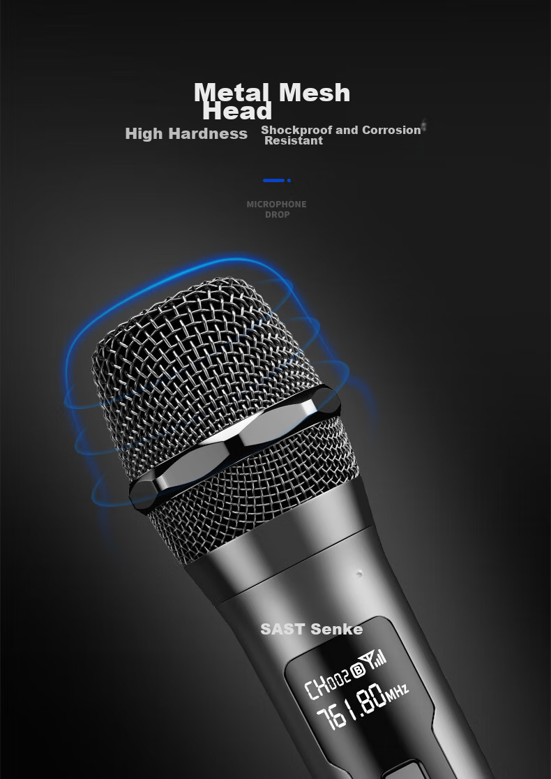 SAST Wireless Microphone with Charging Function, for Home KTV Singing, Stage Hosting, Speeches, Karaoke, Meetings, Sound System Amplifier, FM Radio, Car Universal Microphone OK-91 Single Unit 6