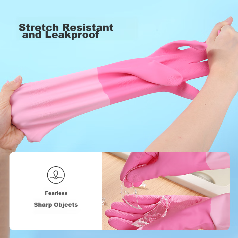 MARYYA Household Gloves, 1 Pair, Large Size, 30cm Extended, Thickened, Durable, Waterproof, Non-Slip, Latex Leather, for Dishwashing And Kitchen Cleaning