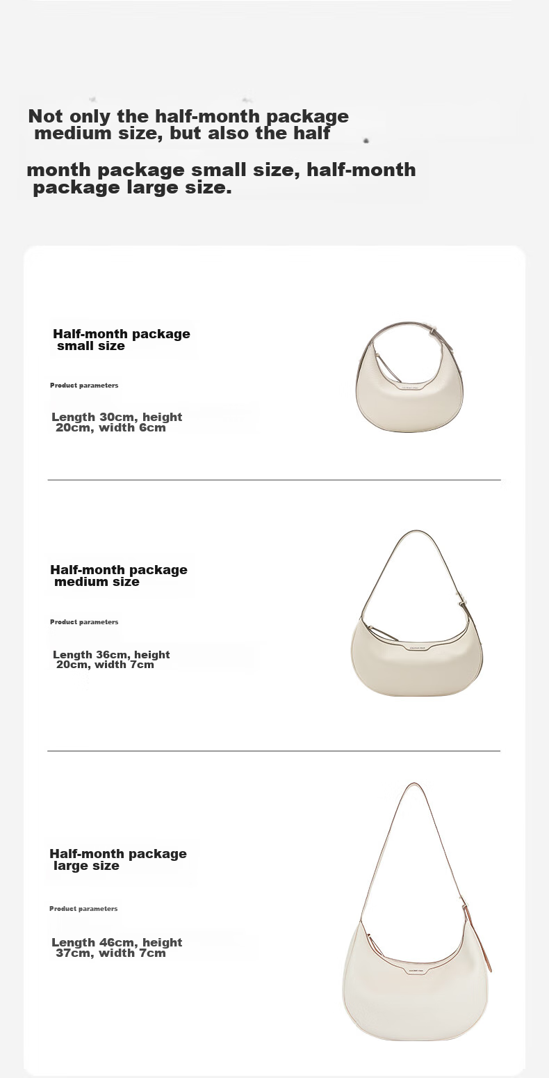 AMAZING SONG Women's Half-Moon Bag, Medium Size, Cowhide Leather, Shoulder Crossbody Bag, Fashionable Versatile High-Capacity Crescent-Shaped Commuter Bag, Gift 15