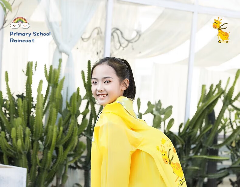 KEYRU Children's Raincoat for Elementary School Students And Kindergarteners with Backpack Space, Full-Body Waterproof Extended Raincoat for Boys And Girls 3
