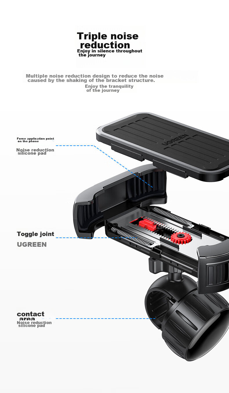 UGREEN Car Phone Holder, Electric Bike Magnetic Navigation Mount, Universal Multifunctional Holder for Bicycles And Food Delivery 9