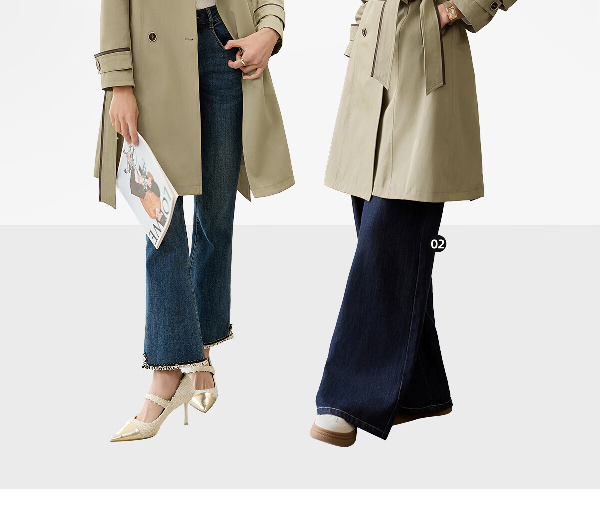 Chushen Spring And Autumn Double-Breasted Windbreaker for Women, Mid-Length, Elegant Classic H-Type Waist-Cinching Slimming Coat S51D003 4