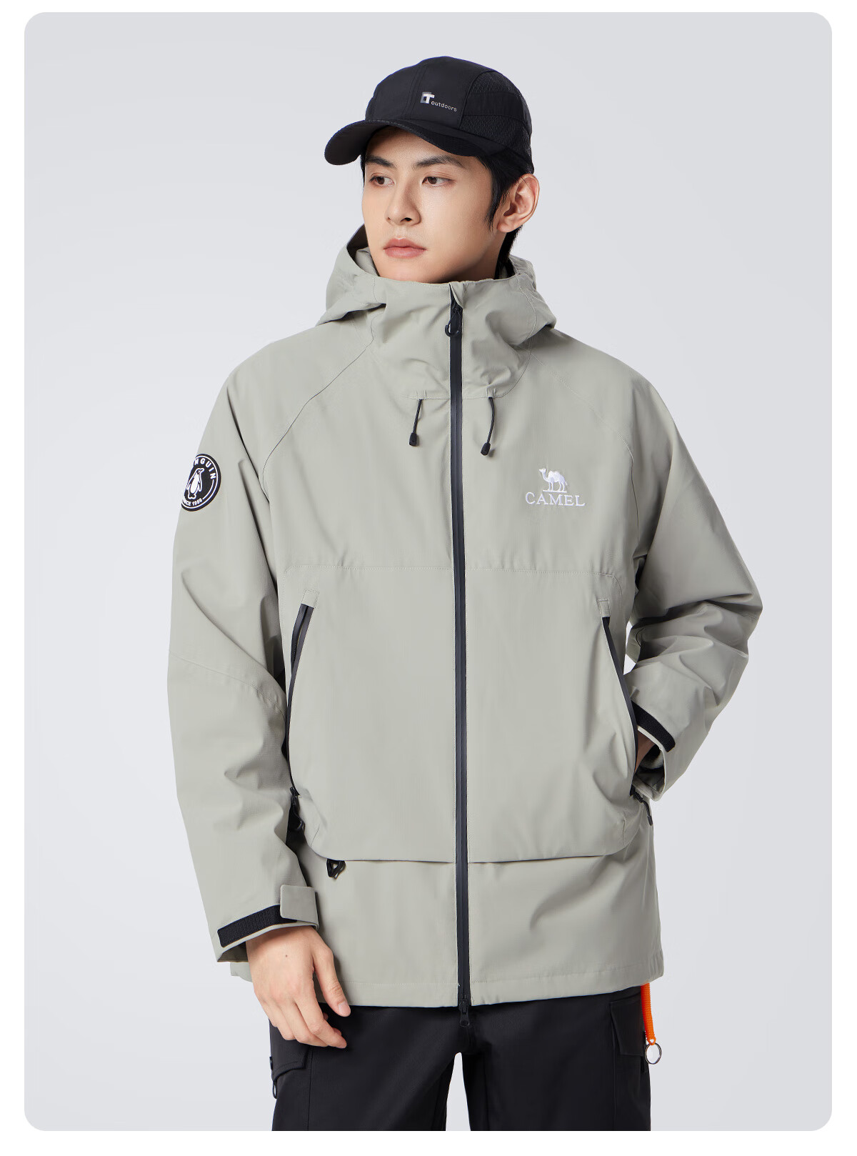 CAMEL Men's Outdoor Jacket, Three-In Windproof And Waterproof Coat, Hiking Wear, Outerwear for Men M34CA49650 36