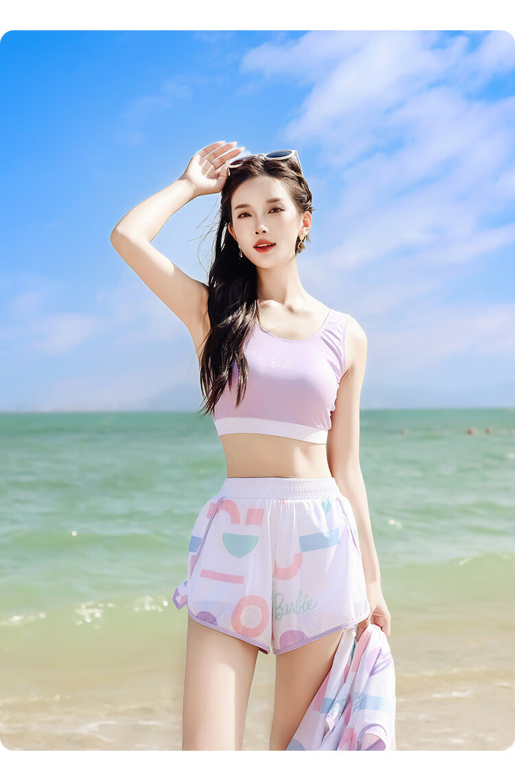 Barbie [Three-Piece Set], Women's Two-Piece Swimsuit, Sexy Tummy Control, Slimming, Hot Spring Swimwear, Beach Vacation Swimwear 11