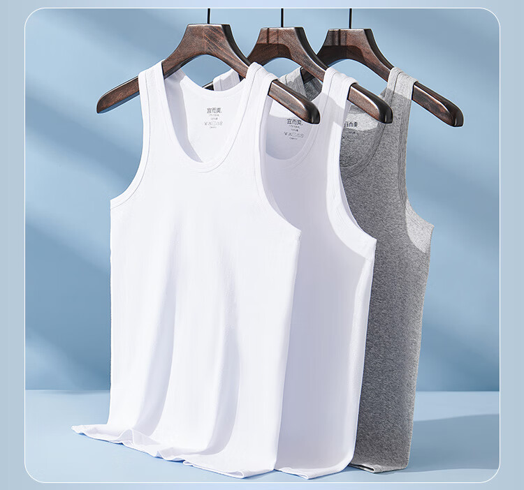 Yiershuang [3-Pack] Men's Cotton Vest Sports Fitness Sweat-Absorbing Breathable 100% Cotton Tank Top Plus Size Undershirt 12