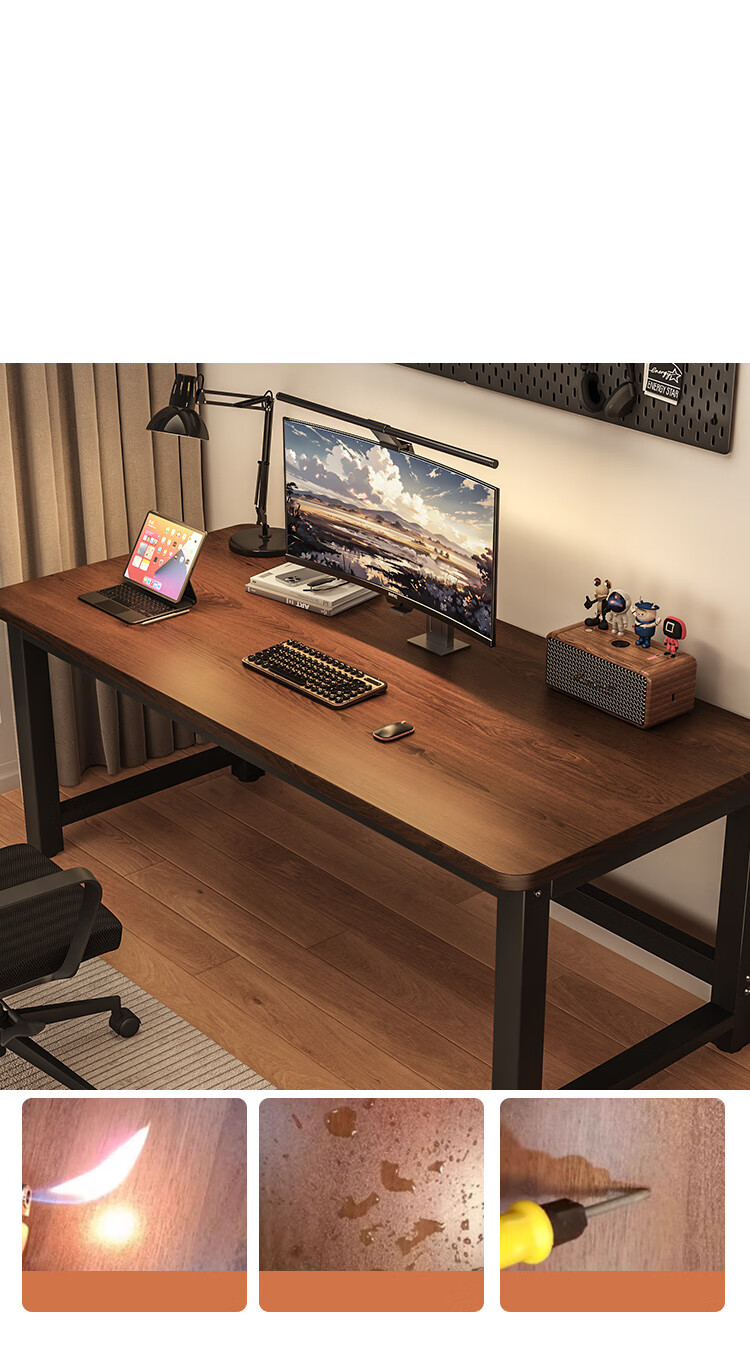 Yupin Computer Desk, Desktop Study Table, Office Training Table, Gaming Long Table BGZ756 Walnut 100 4