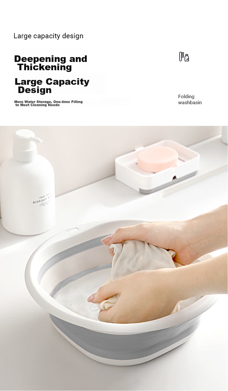 Lehuolvxing Foldable Basin, Washable Face And Laundry Basin, Compressible, for Students And Adults, Dormitory Use, Hospital Stay, Portable Supplies, Essential Water Basin Accessory 5