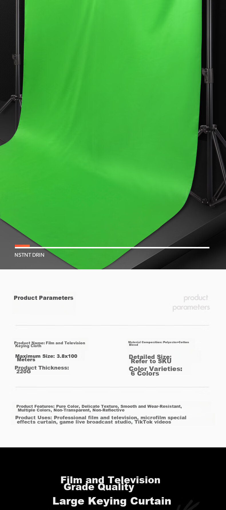 AMBITFUL Thickened 2*3 Meter Live Streaming Green Screen Chroma Key Cloth Photography Backdrop Green Cloth Background for ID Photos Shooting Solid Color Background Stand Green Cloth 3