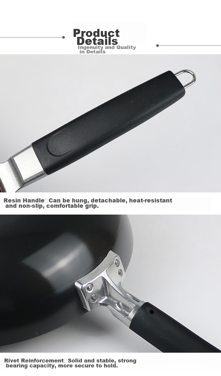 Pearl Life Japanese Imported Double-Sided Concave Non-Coated Iron Pan, 1.6mm Thickened, Compatible with Gas And Induction Cooktops, Wok Pan for Stir-Frying 8