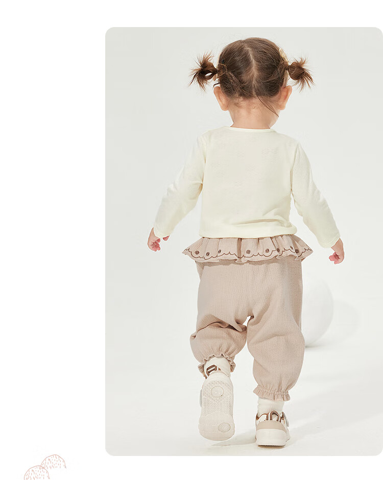 Balabala Kids Baby Girls Ruffle Trim Waistband Sweet Stylish Trendy Long Pants 7