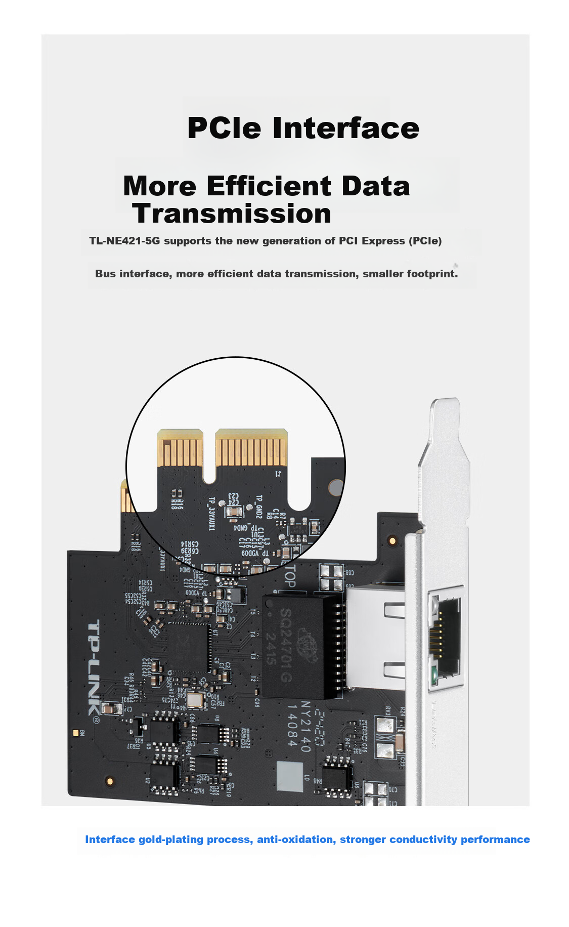 TP-LINK PCI-E Gigabit Ethernet Adapter, Desktop Computer Internal PCIE to 5G Wired Network Card RJ45 Port Expansion, Host Server Ethernet Adaptive Network Card NE421 3