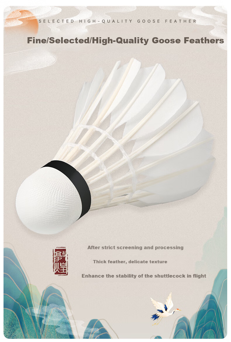 Kawasaki Badminton Shuttlecocks, Feitian No.6 Durable Professional Competition Training Goose Feather Shuttles, Pack of 10 4