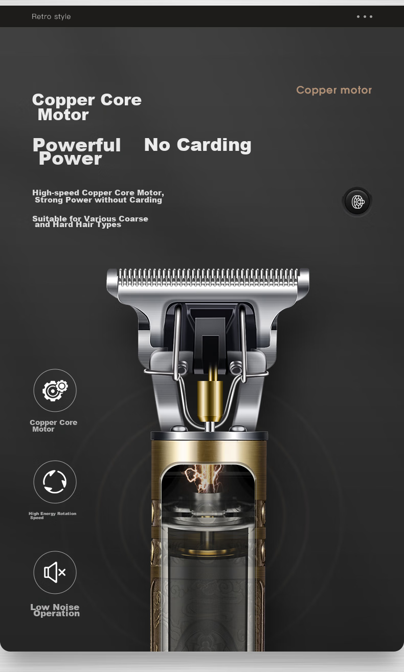 AUX Hair Clipper, Electric Trimmer for Adults, Shaving And Styling Tool, Carving Electric Push Cutter, Hairline Trimmer, Head Shaver, Bald Head Gadget, Hairdressing Device 7