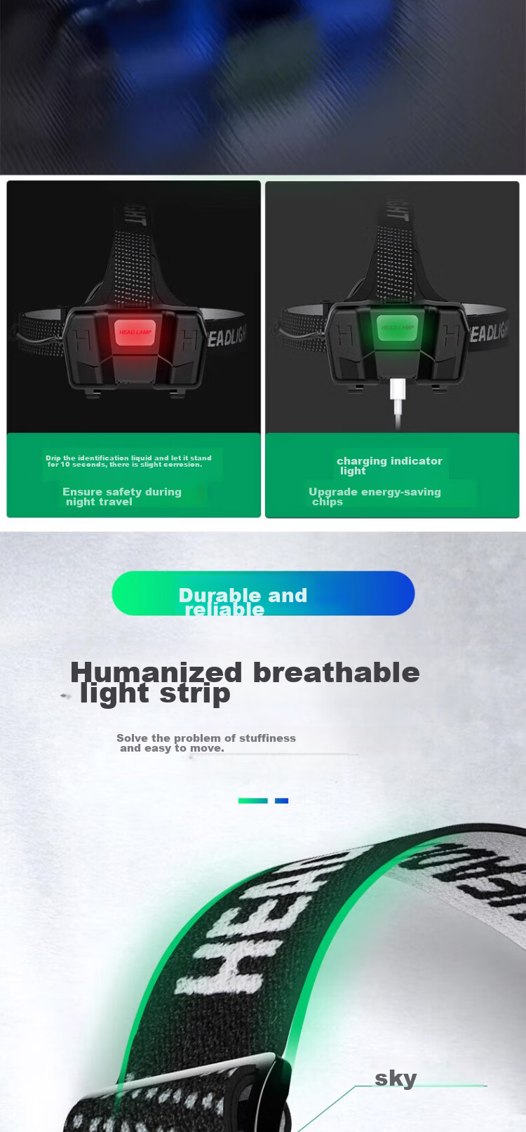 Dipuer Strong Waterproof Headlamp, Ultra-Bright Light Sensor, Head-Mounted Illumination Lamp, Outdoor Night Fishing, Mountain Climbing, Beach Combing, Construction Site, Small Mining Lamp 10