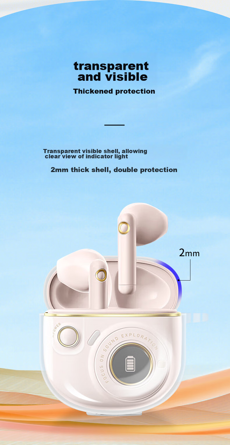 Masentek Earphone Protective Case Compatible with Edifier TO-U3/Plus Bluetooth Headphones Charging Case Silicone Storage Box Soft Protective Cover Accessory Ultra-Thin Transparent Color 4
