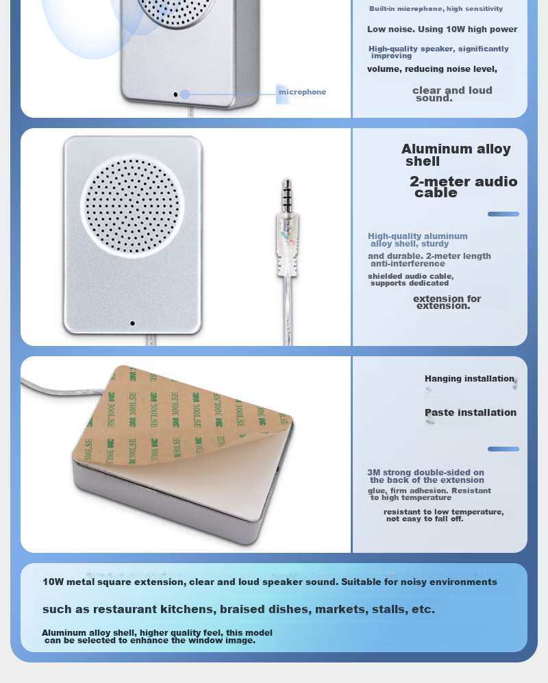 Deshun DS-1908 Two-Way Intercom for Windows, Metal Bank Securities Hospital Restaurant Counter Station Post Office Window-Specific Intercom Amplifier Microphone 11
