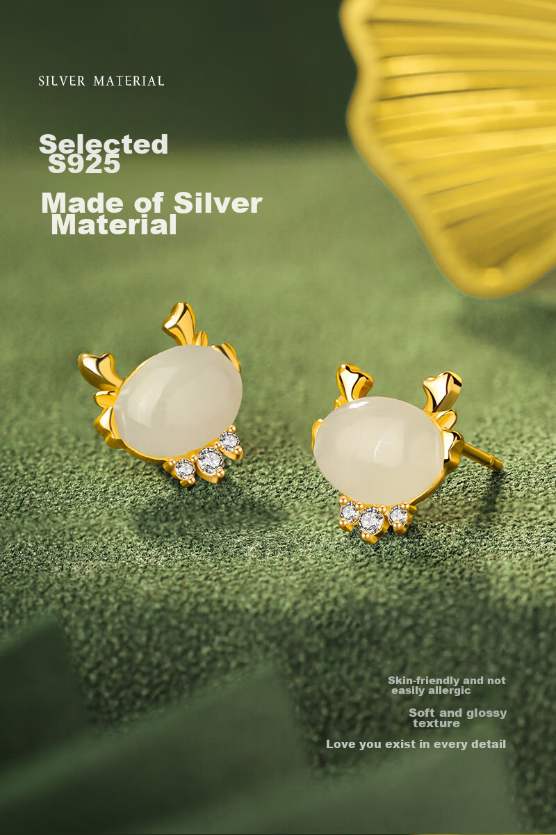 MANHE S925 Silver And Hetian Jade Earrings for Women, Zodiac Year Dragon Year Birthday Gift for Wife Or Girlfriend 18