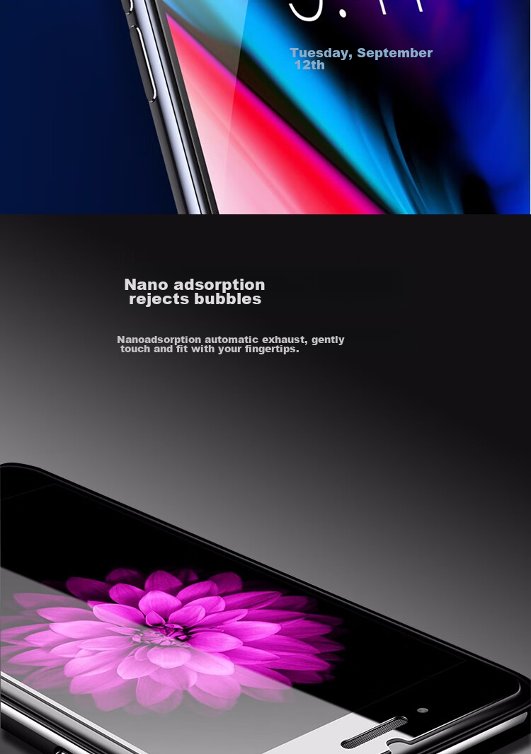 ESCASE [Two Pieces] IPhone 8 Plus/7 Plus/6S Plus Tempered Glass Screen Protector, High-Definition Screen Coverage Non-Water Gel Film, Front Glass Film 12