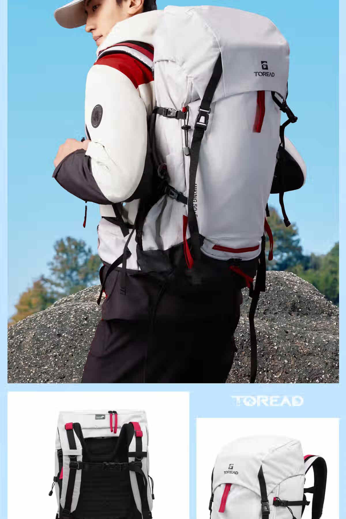 TOREAD Hiking Backpack, Outdoor Trekking Professional Rucksack, 50L Large Capacity, Waterproof Breathable Long-Distance Travel Bag, Black 16